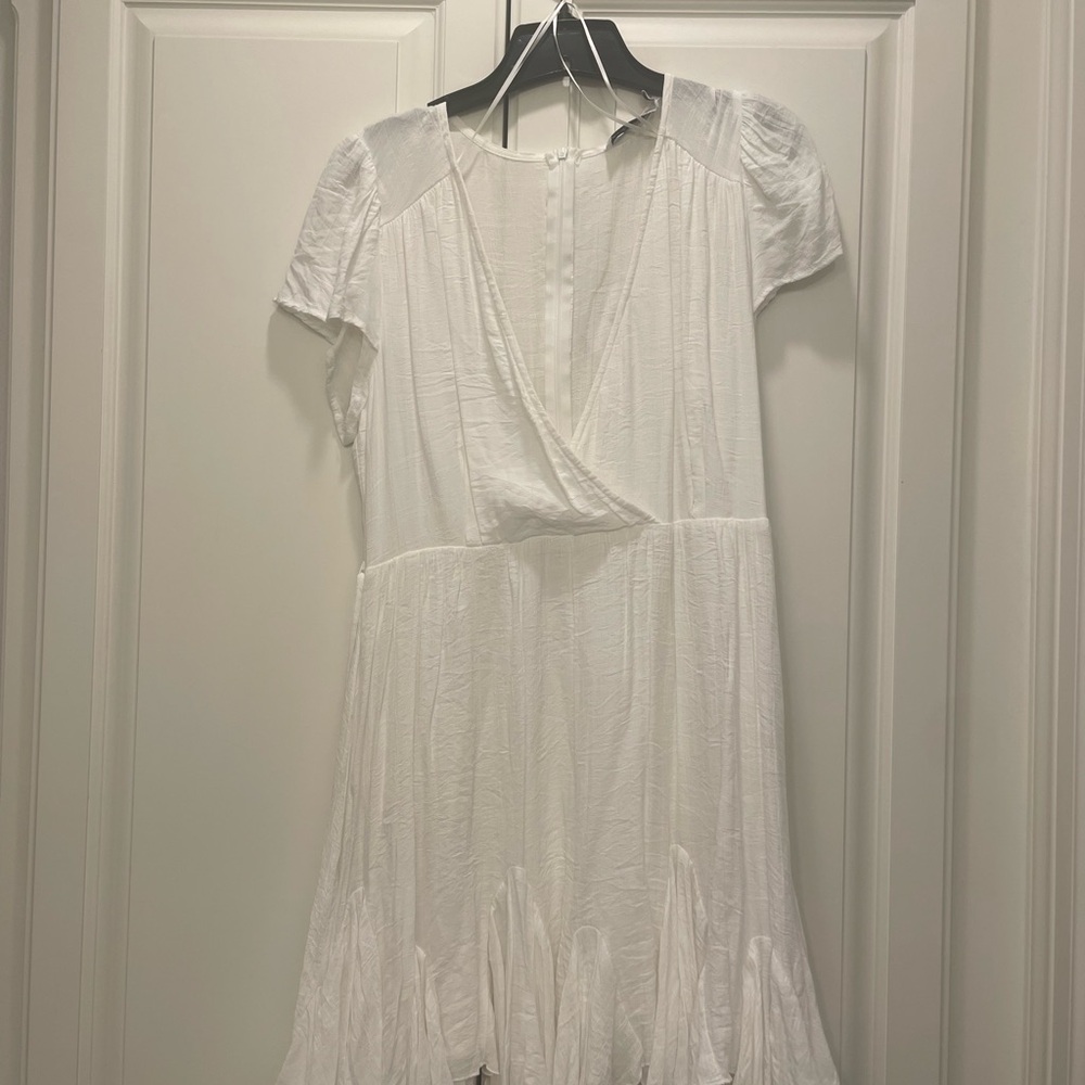Petal & Pup White Mini Dress with Flowy Skirt